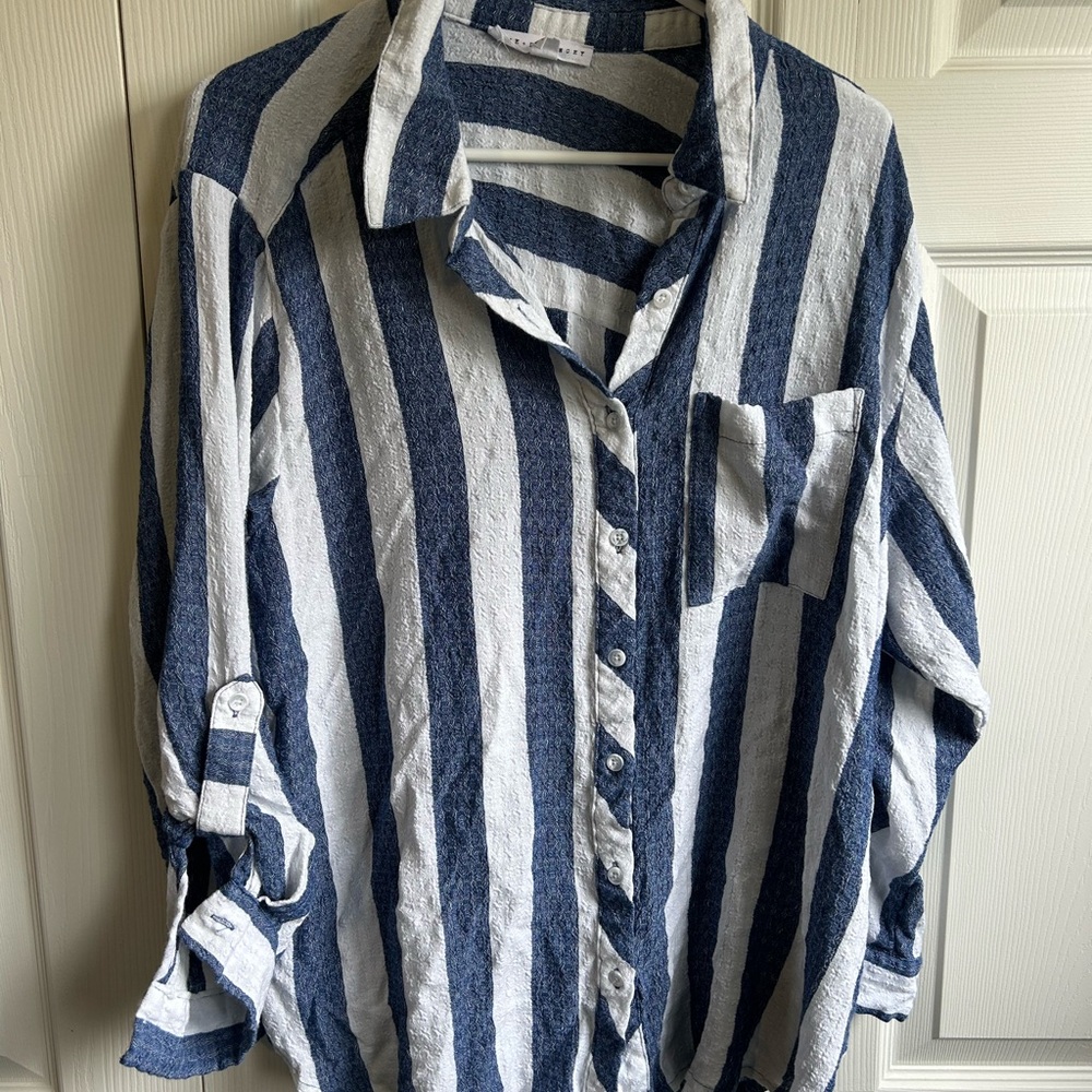 Blue and White Striped Women’s Shirt